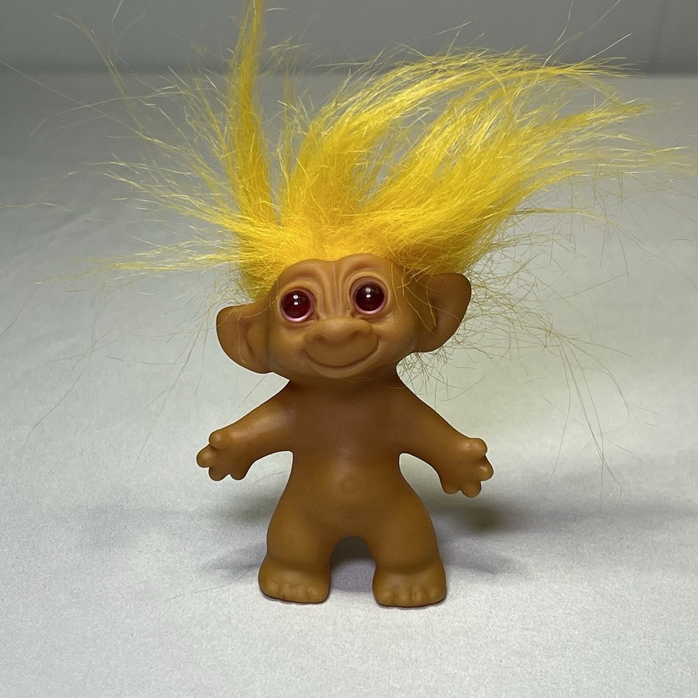 Vintage Uneeda Wishnik Troll Doll Collectible Toy‎ Bright Yellow Hair Cute